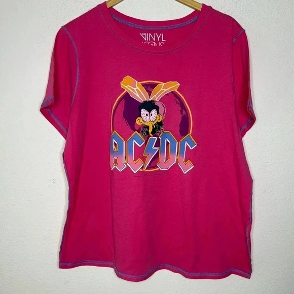 Torrid Vinyl ICONS AC/DC cotton blends NWOT pink TShirt plus size 2X - Picture 1 of 3